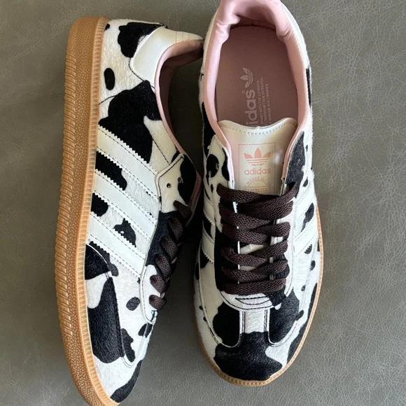 Adidas Black and White Cow Pattern Sneakers - Picture 3 of 7